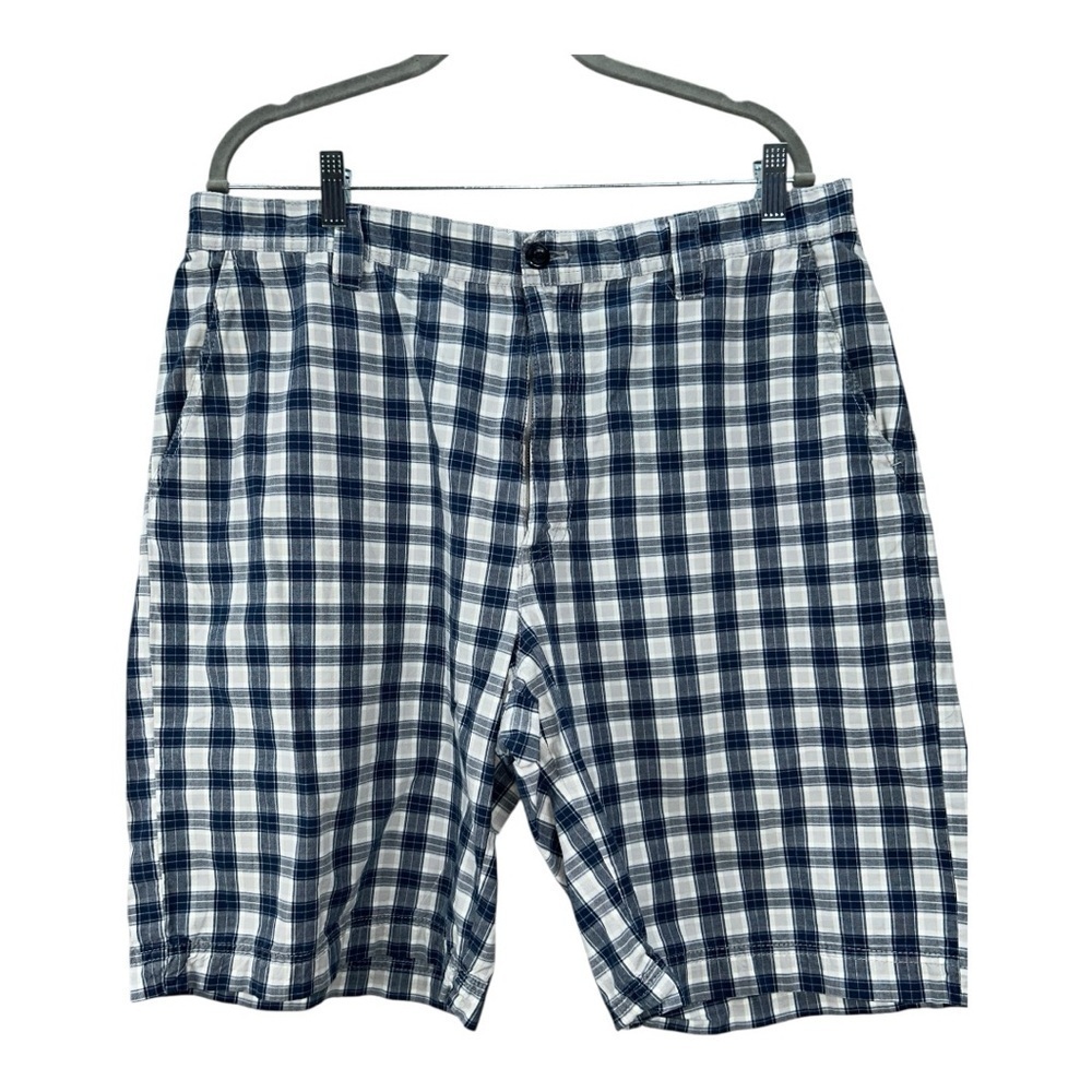 Izod Men’s Casual Golf Shorts Plaid Blue & White Size 38